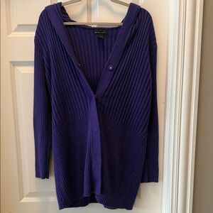 New York & Company Rich Purple Ribbed Cardigan